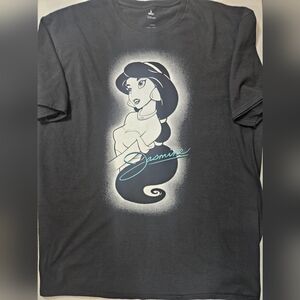 Disney Jasmine Womens T-Shirt 2X Black White Teal‎ Logo Aladdin Vintage 90s Tee